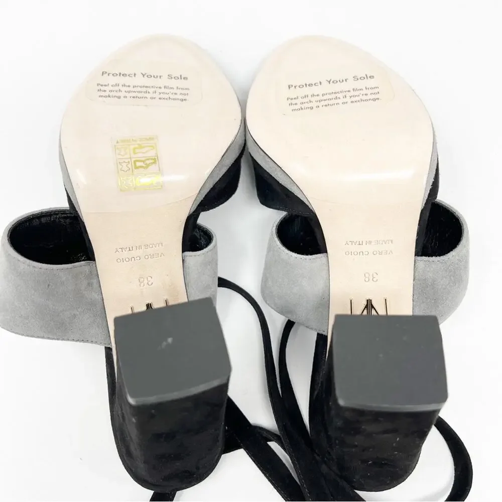 Tamara Mellon Tied Up Peep Toe Block Heels Size 38